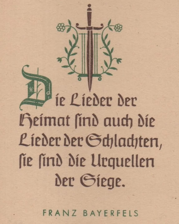 Die Lieder der Heimat sind auch die Lieder der Schlachten